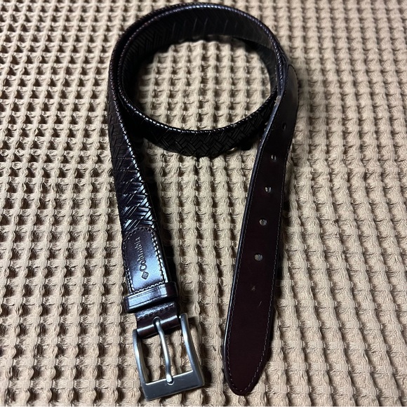 Columbia |‎ Brown Leather Belt 38 Men's Braided Pattern - Picture 1 of 5